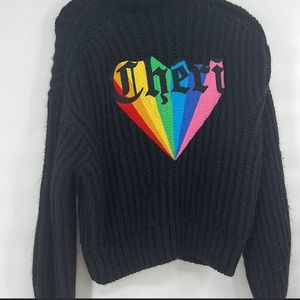 Zadig & Voltaire Black Knit Turtleneck Sweater with Cheri